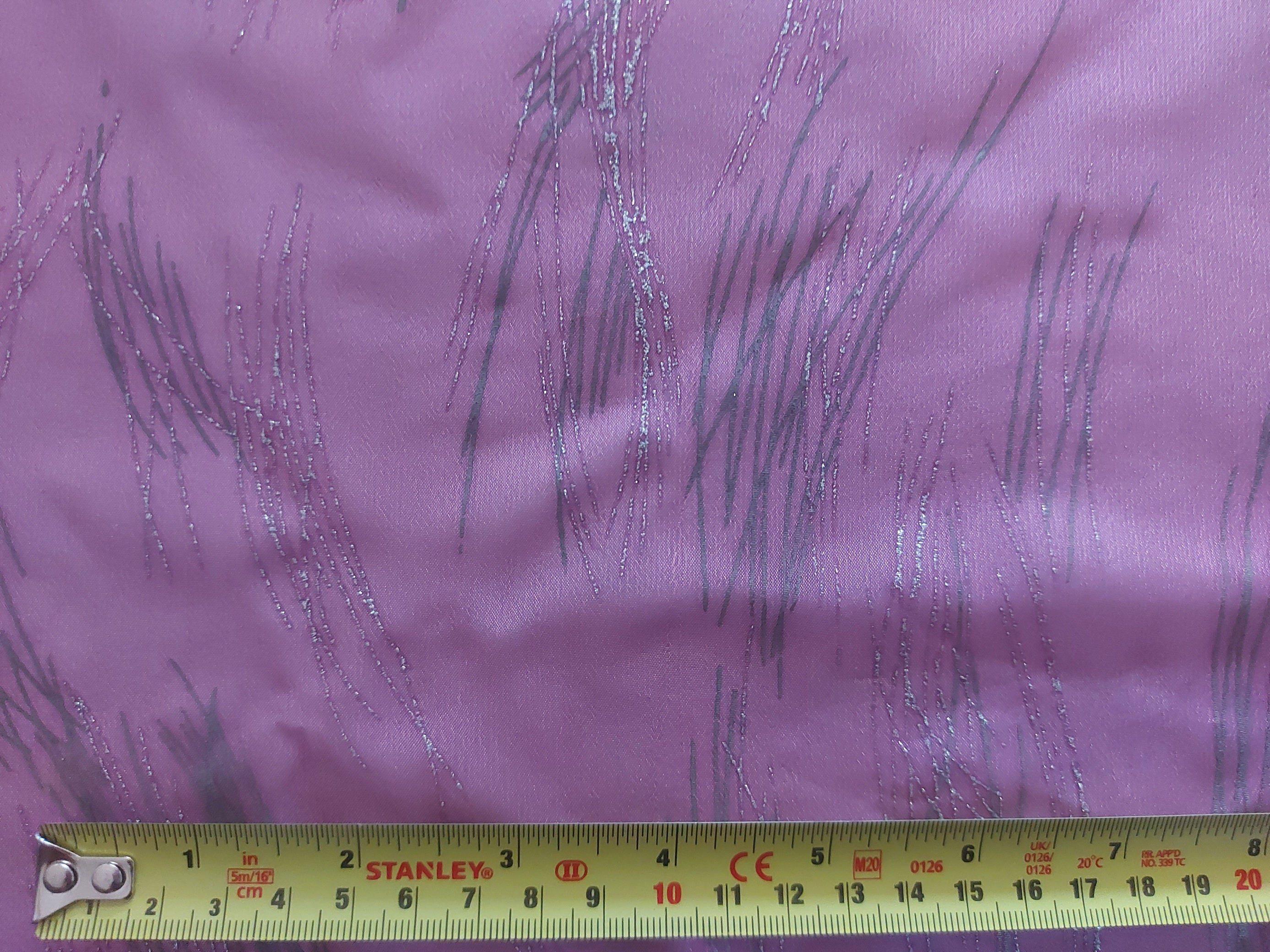 Glitter Print On Dark Pink Chiffon