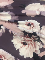 Lilac Flower Design on Woven Crepe - Deadstock fabric on AmoThreads