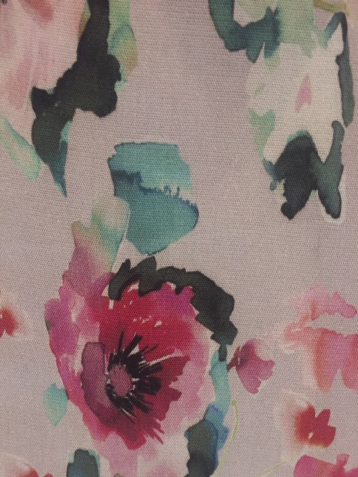 Multi Flower Print on Pale Mauve Linen / Rayon Stretch
