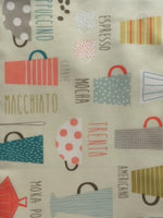 Coffee Theme PVC Coated Cotton - Deadstock fabric on AmoThreads