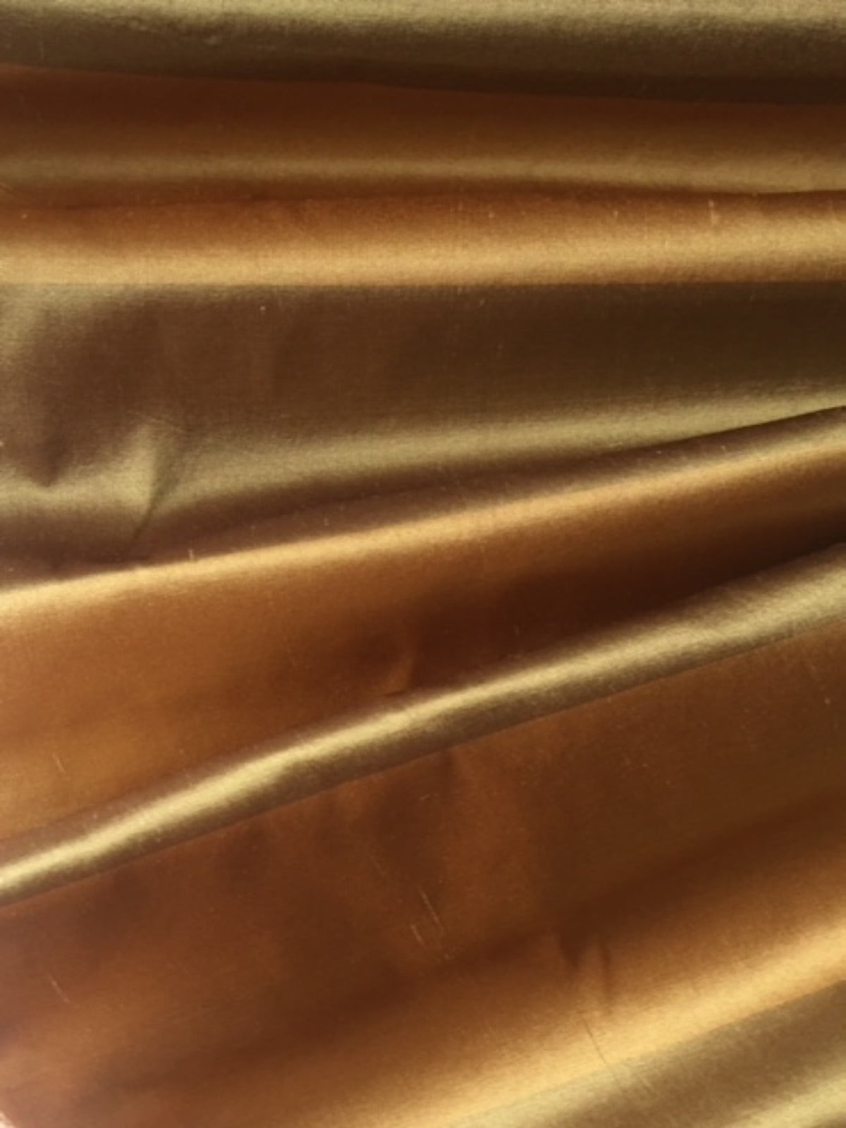 Gold/Orange irridescent wide stripe on Silk Dupion - Deadstock fabric on AmoThreads