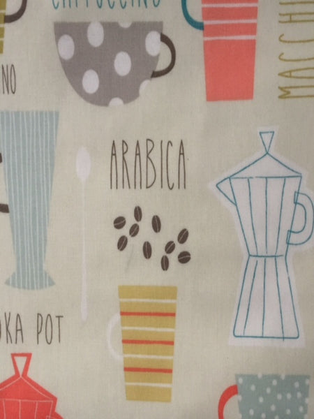 Coffee Theme PVC Coated Cotton - Deadstock fabric on AmoThreads