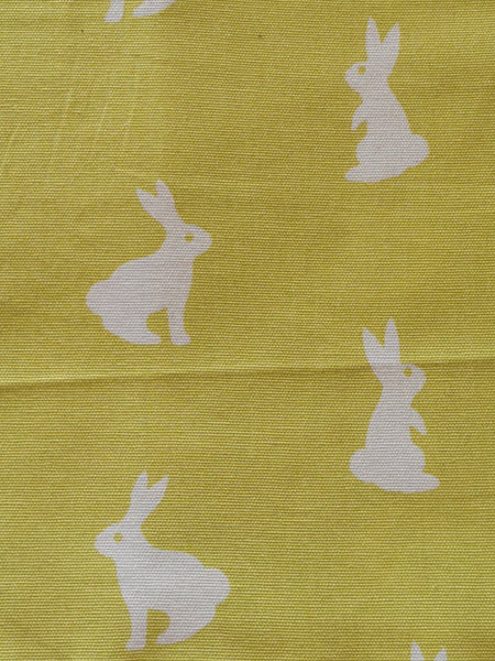 Bunny On Lime Green Cotton Canvas