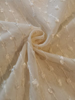 Ivory Spotted Tufts On Stripes Running Along The Fabric