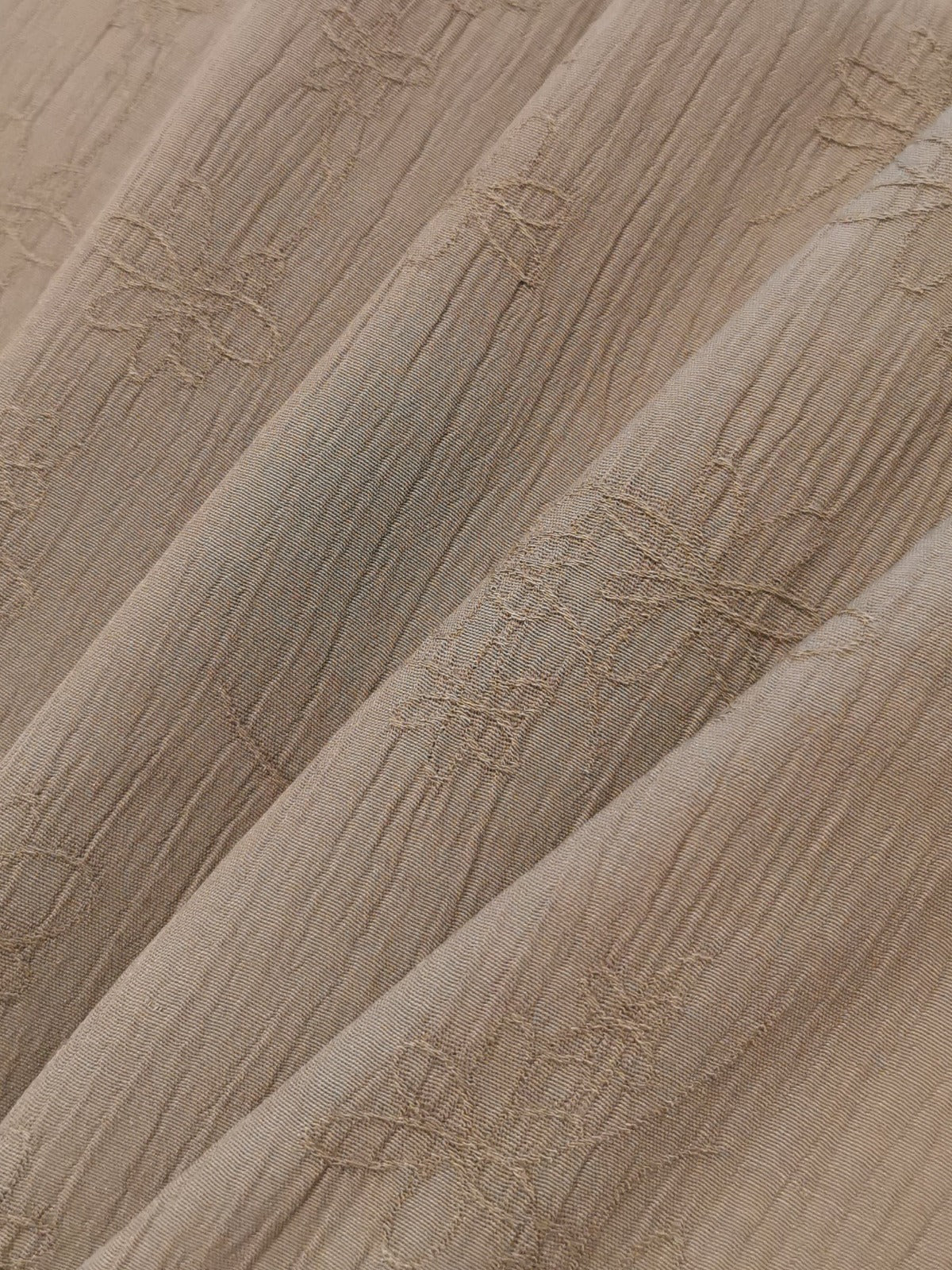 Light Grey/Green Embroidery On Crinkle