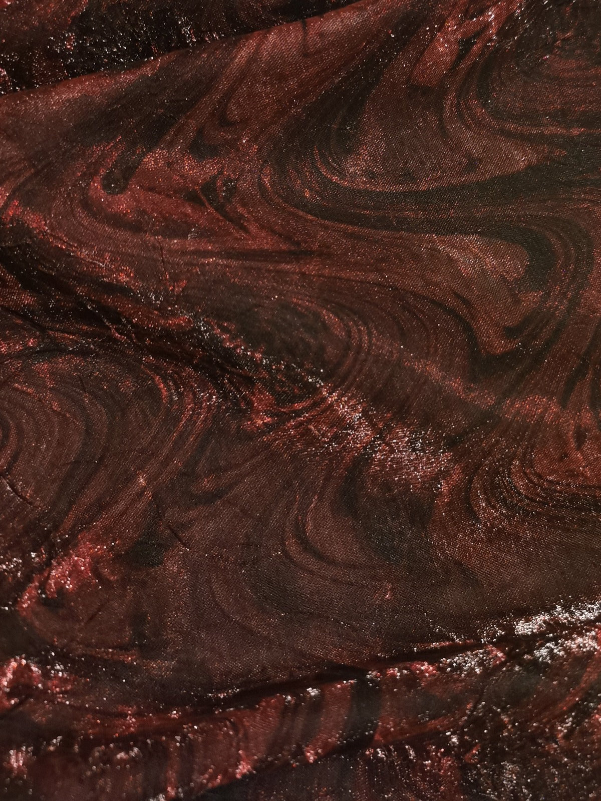 Wine Wave Print With Sheen Blouse Weight