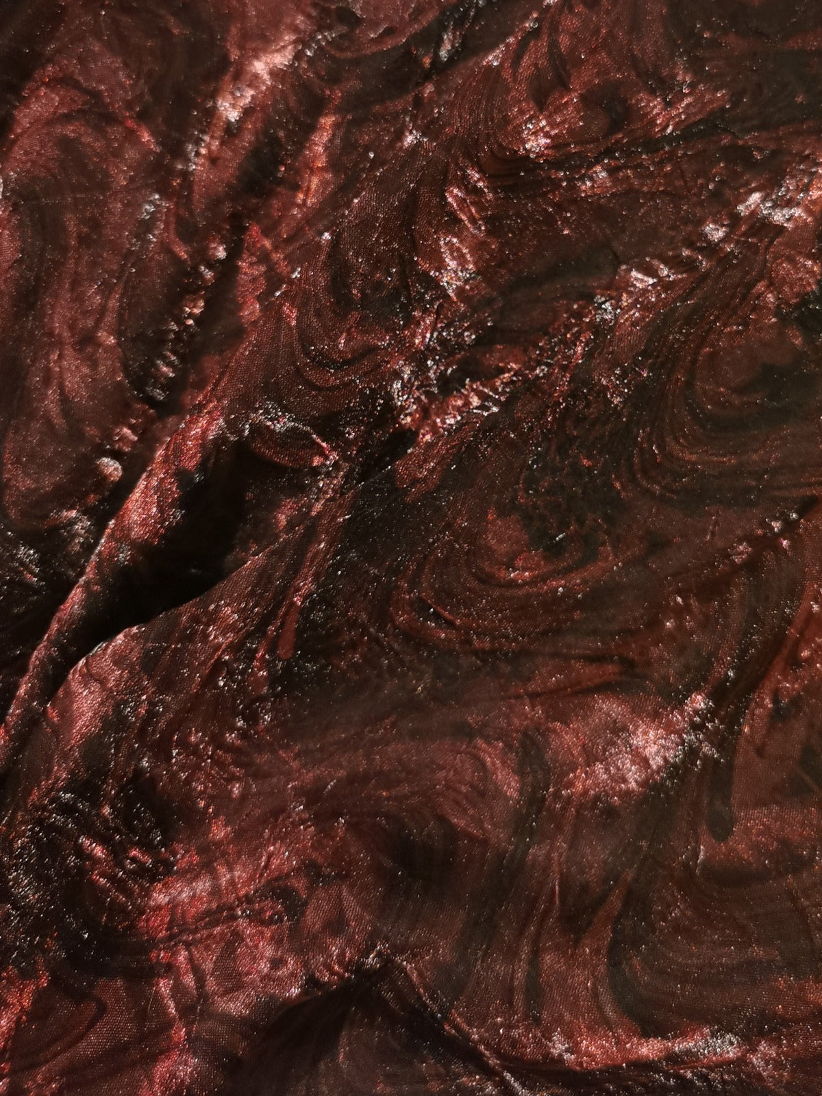 Wine Wave Print With Sheen Blouse Weight