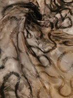Grey Print On Chiffon With Glitter Thread Detail