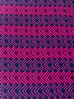 Claret & Black 5CM Stripe with Hot Pink Chevron on Crepe de Chine - Deadstock fabric on AmoThreads