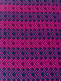 Claret & Black 5CM Stripe with Hot Pink Chevron on Crepe de Chine - Deadstock fabric on AmoThreads