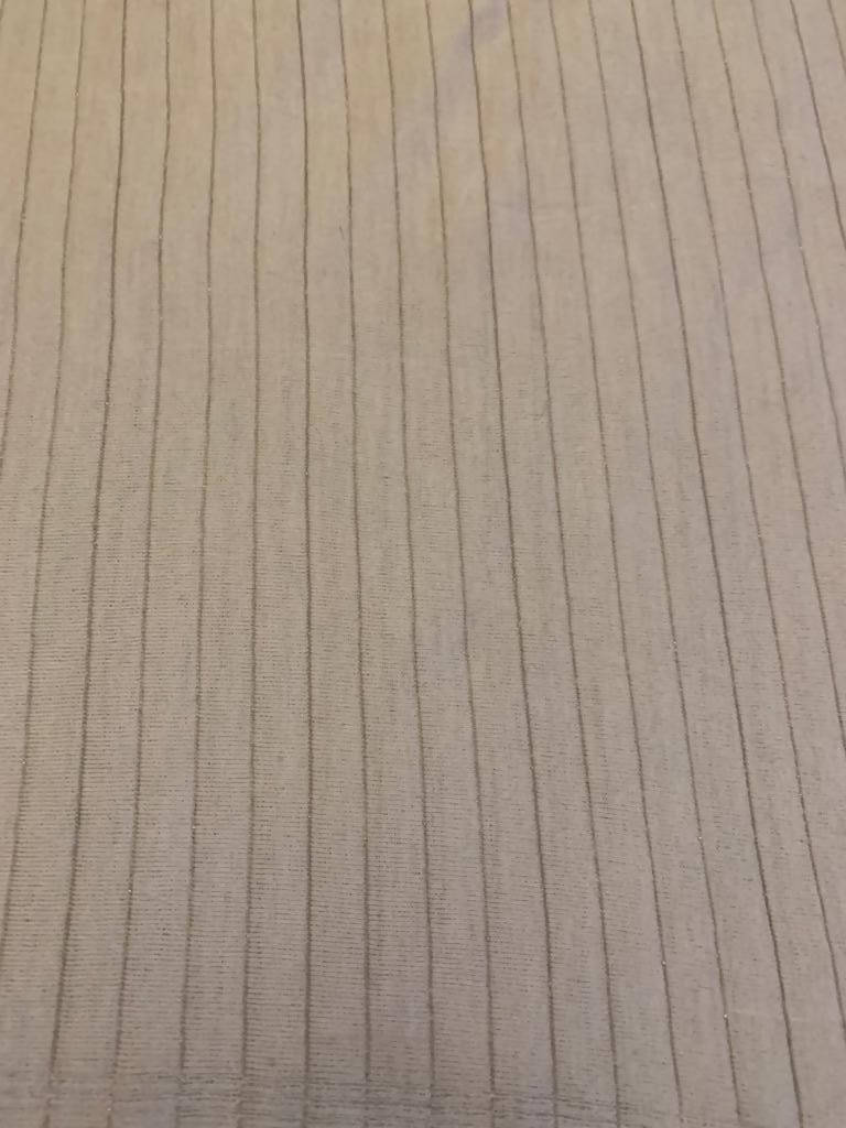Ivory with Beige pinstripe Lurex stripe tubular knit - Deadstock fabric on AmoThreads