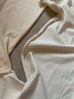 Ivory with Silver Lurex stripe, looped back tubular knit - Deadstock fabric on AmoThreads