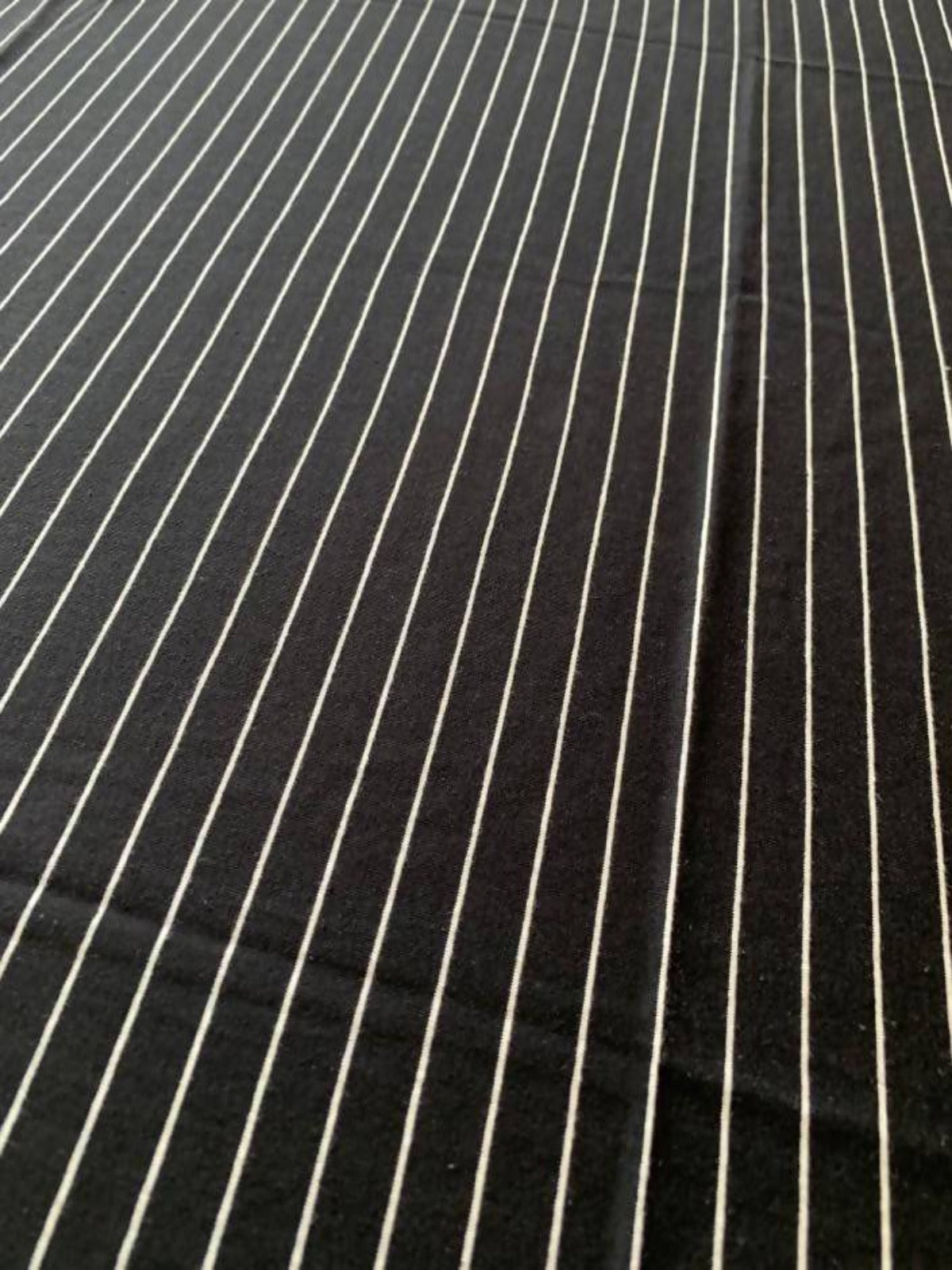 Black Jersey with white 2mm pinstripe - Deadstock fabric on AmoThreads
