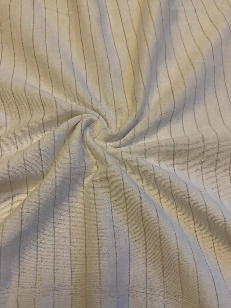 Ivory with Beige pinstripe Lurex stripe tubular knit - Deadstock fabric on AmoThreads