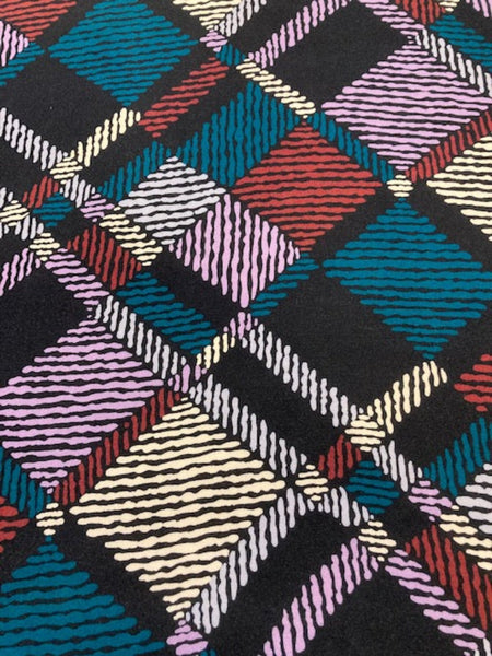 Teal/Mauve Abstract Diamond Print on Viscose