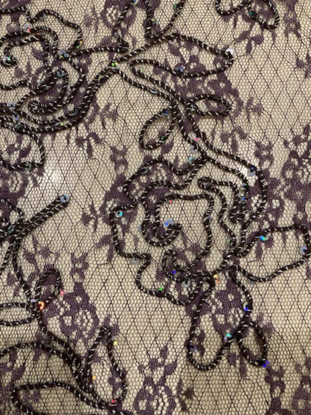 Glitter Beading & Sequin on Amethyst Lace