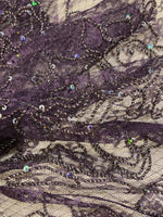 Glitter Beading & Sequin on Amethyst Lace