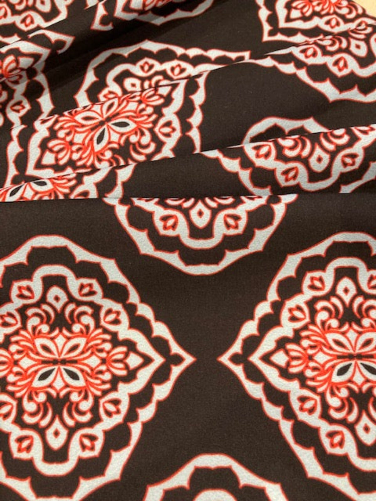 Aqua Geometric on Black Crepe