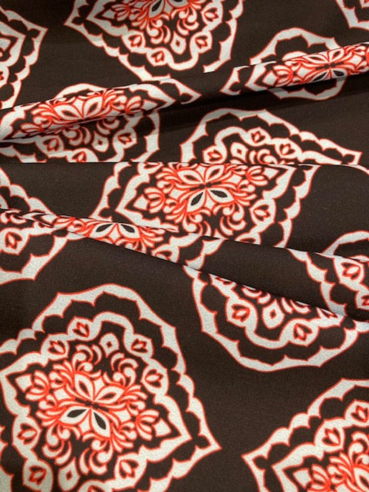 Aqua Geometric on Black Crepe