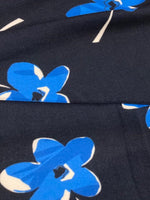 Individual Blue Flowers on Dark Navy Dress Weight
