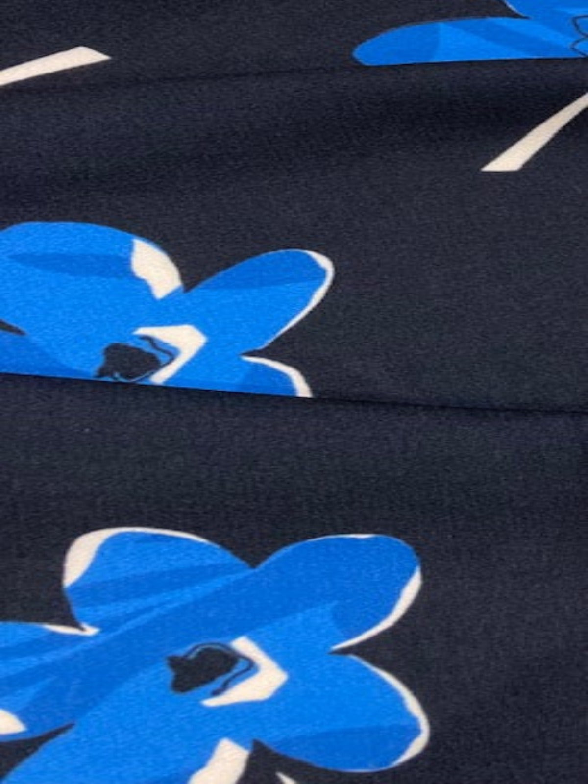 Individual Blue Flowers on Dark Navy Dress Weight