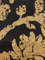 Gold Print on Black Silk Dupion ( Lightly Slubbed)