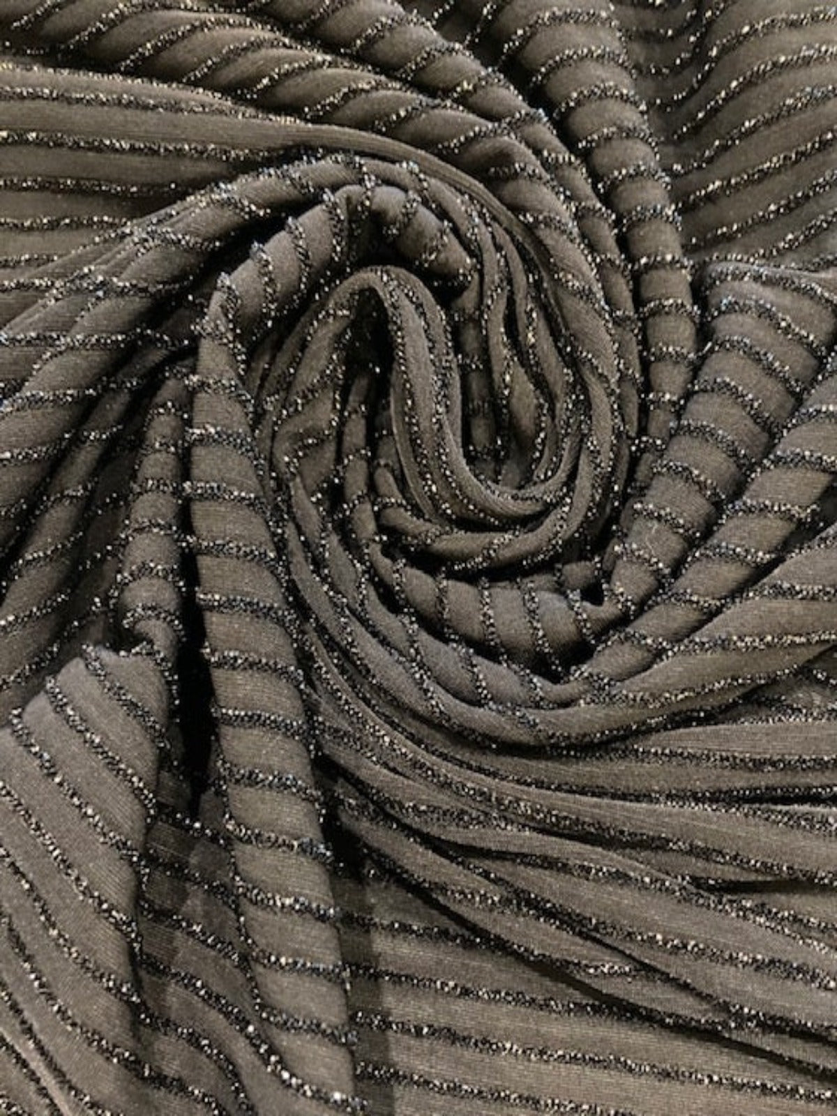 Black on Black Glitter Stripe on Knitted Stretch