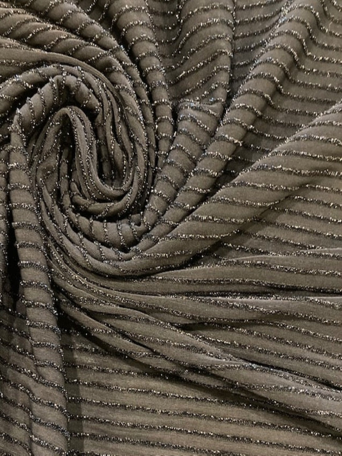 Black on Black Glitter Stripe on Knitted Stretch