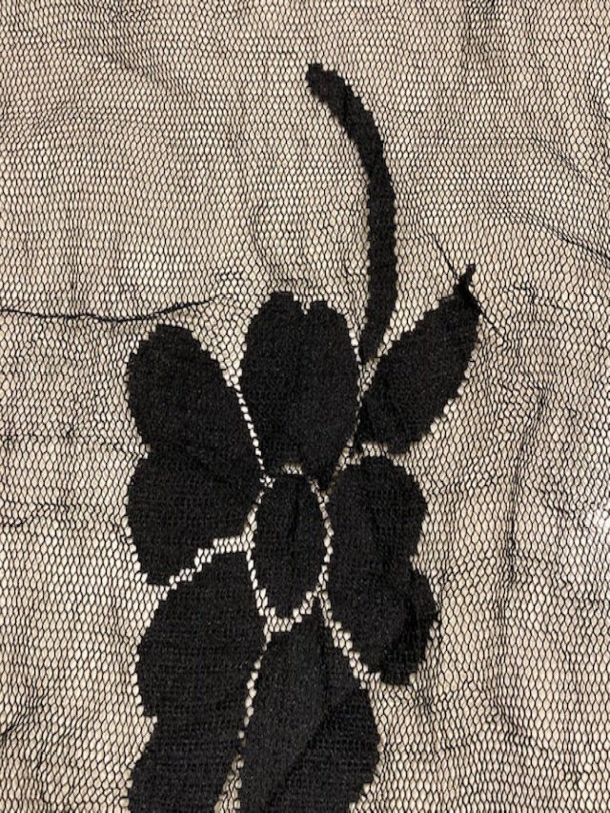 Black Flower Jacquard on Open Mesh