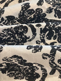 Black Print on White Silk Dupion