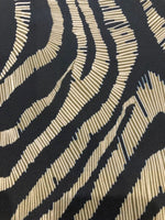 Black with Green Tinge Abstract Zebra Print on Crepe De Chine