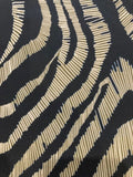 Black with Green Tinge Abstract Zebra Print on Crepe De Chine