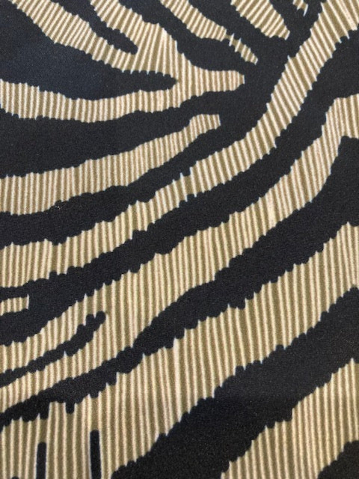 Black with Green Tinge Abstract Zebra Print on Crepe De Chine