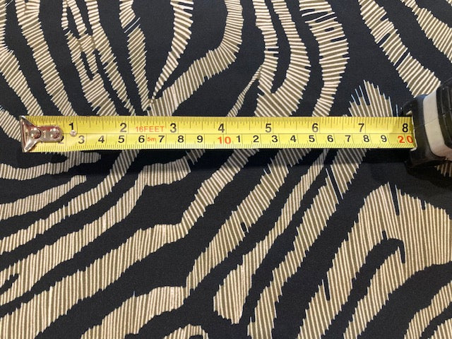 Black with Green Tinge Abstract Zebra Print on Crepe De Chine