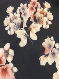 Blossom/Coral Flowers on Dark Navy Scuba feel Knit