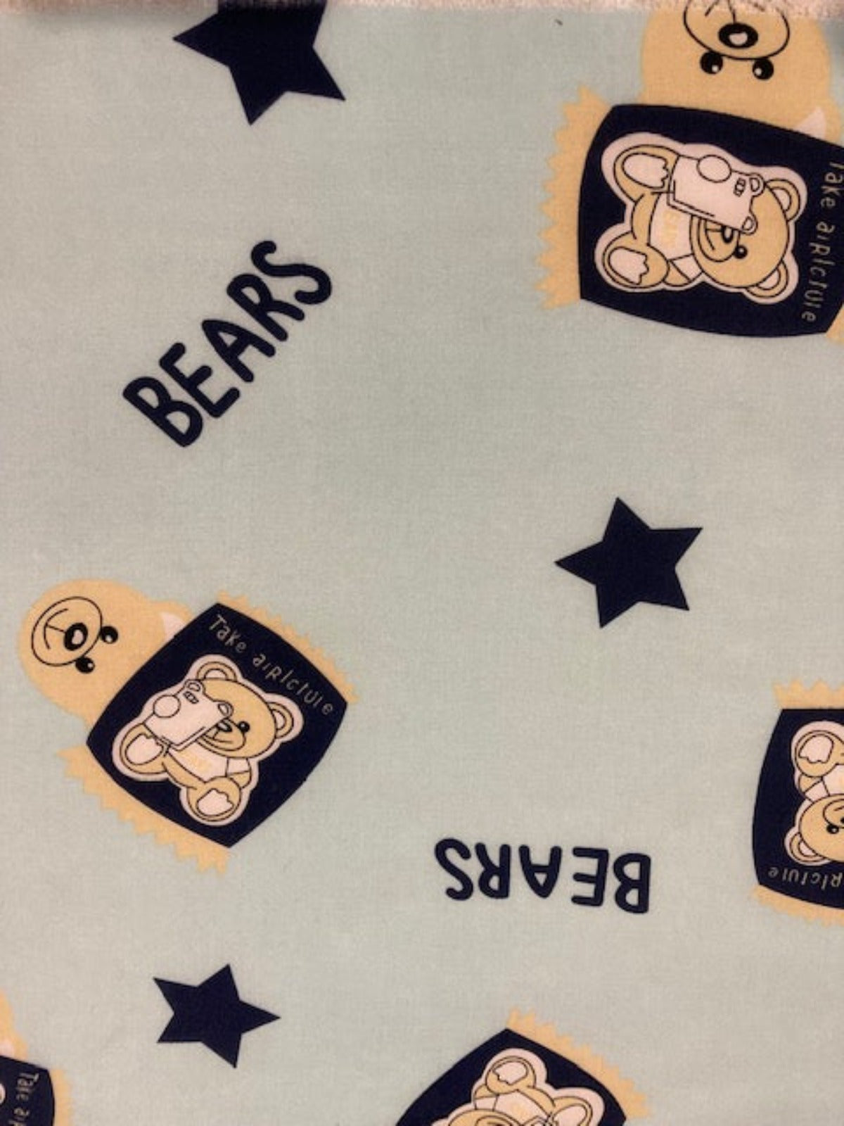 Bears Print on Pale Aqua Viscose – 100% Viscose, 145 cm Wide