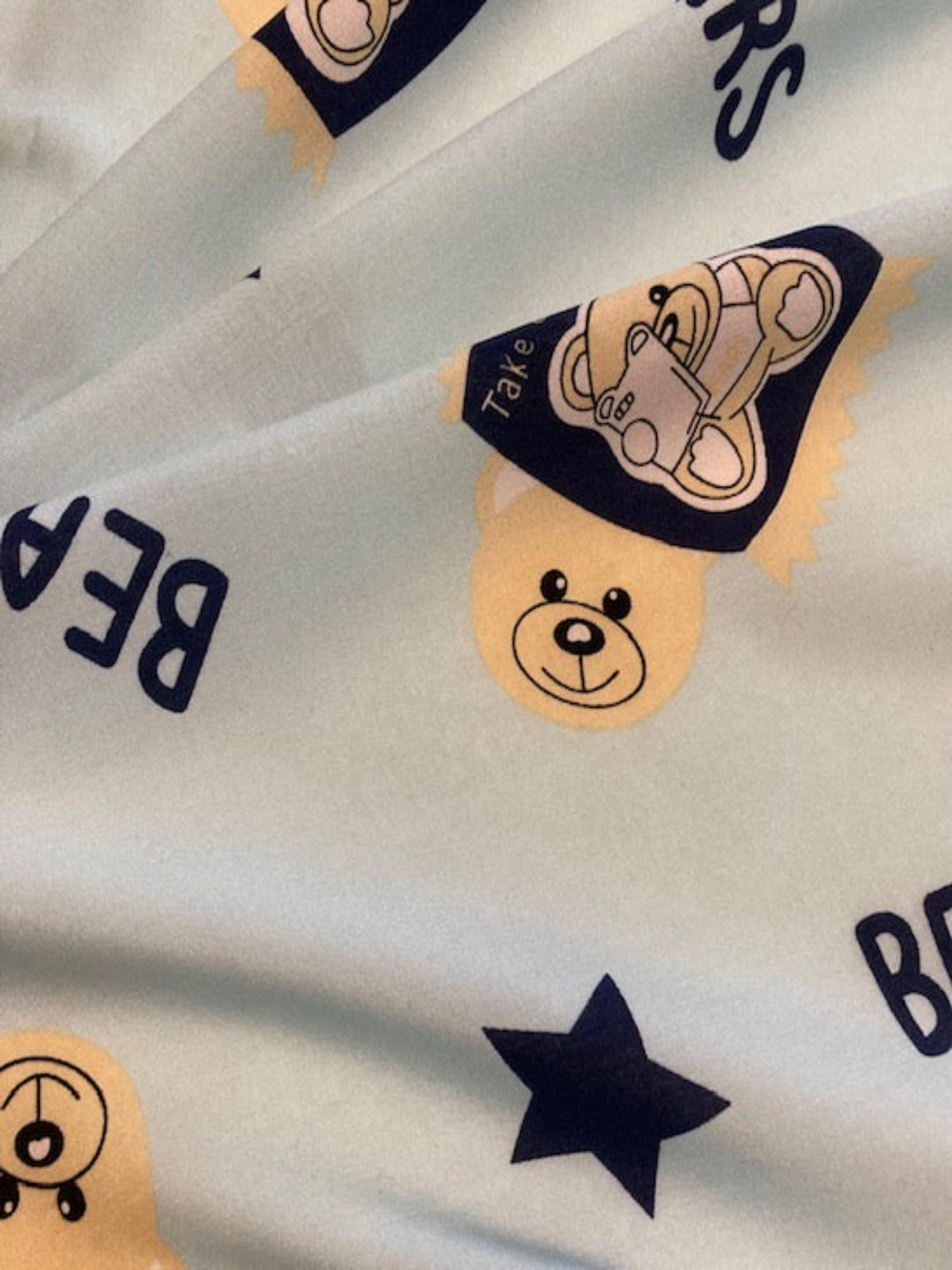 Bears Print on Pale Aqua Viscose – 100% Viscose, 145 cm Wide