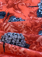 Blue Flower on Bright Coral Viscose