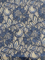 Blue Corded Lace with Scalloped Edge
