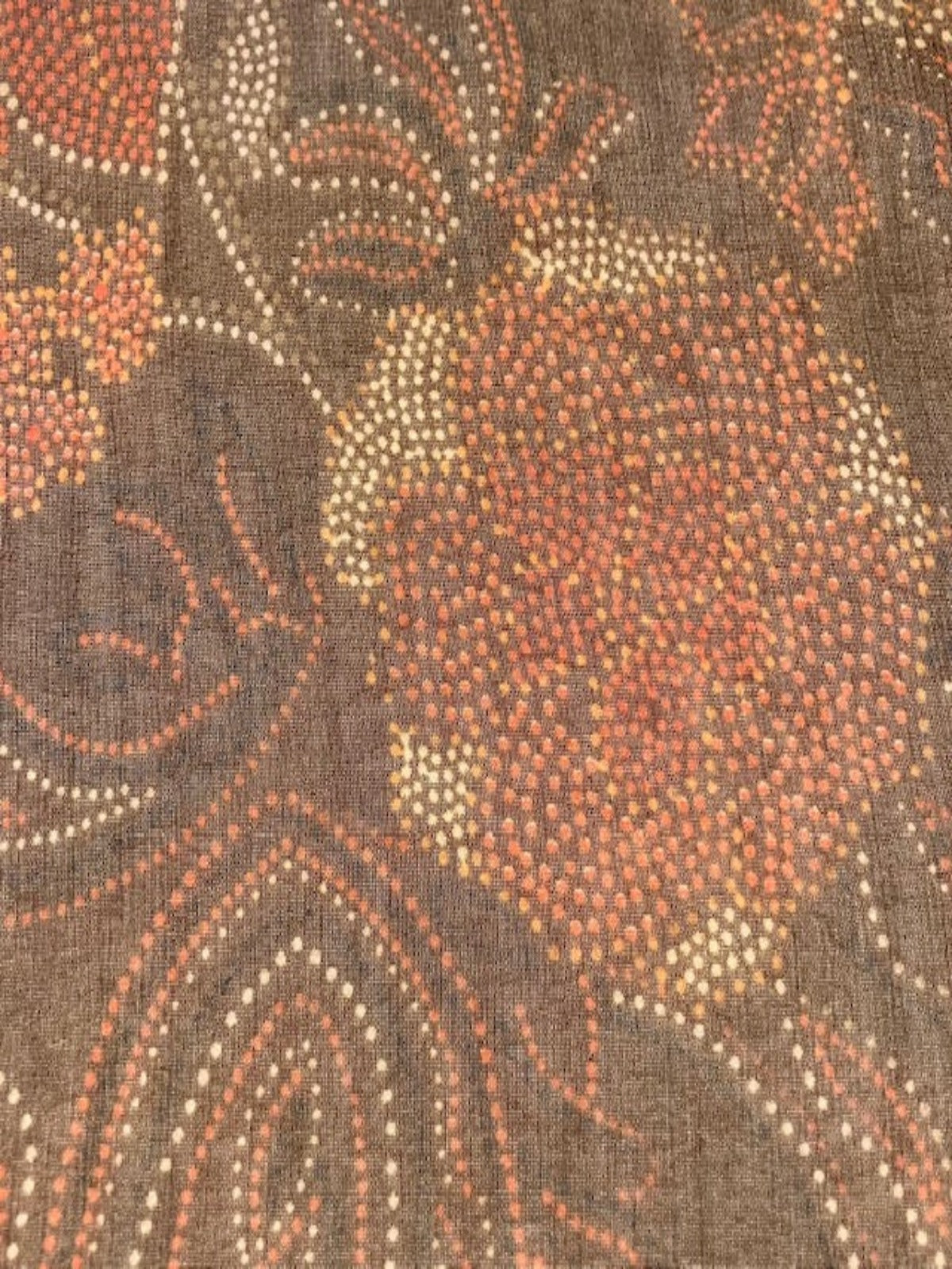 Orange / Brown dot Print on Chiffon