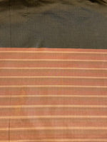 Khaki Grey Silk Taffeta with Rose Coloured Stripe Border