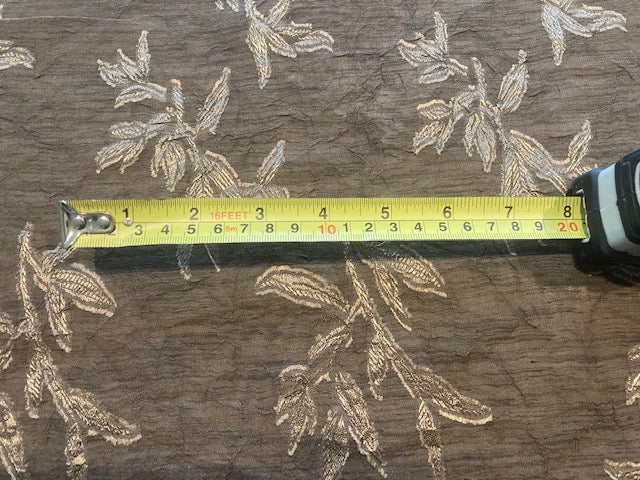 Satin Jacquard on Brown Textured Chiffon