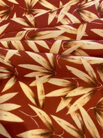 Gold Leaf Print on Red Brick Crepe De Chine