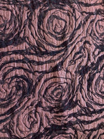 Burgundy Rose Design Lurex Jacquard on Black