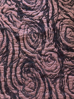 Burgundy Rose Design Lurex Jacquard on Black