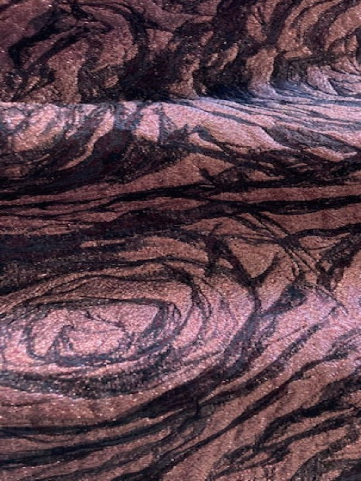 Burgundy Rose Design Lurex Jacquard on Black