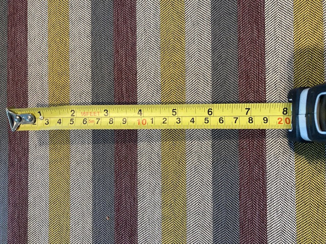 Mustard/Purple/Teal/Silver Herringbone Stripe Furnishing with Fire Retardant Backing