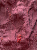 Burgundy Crinkle Taffeta with Stitched Diamond and Sequin Detail