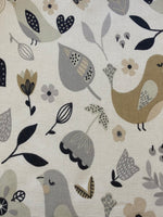 Grey/ Coffee Birds & Flower Cotton Furnishing