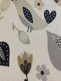 Grey/ Coffee Birds & Flower Cotton Furnishing
